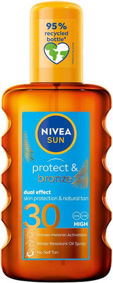 NIVEA Sun Protect & Bronze Oil Spray SPF30 200ml Dual Effect Tanning Sunscreen