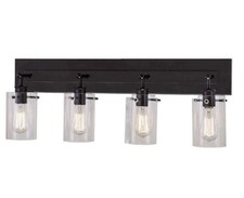 HAMPTON BAY Regan 4-Light Espresso Bathroom Vanity Light / Glass Shade 1C