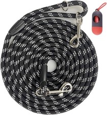 Long Rope Dog Leash for Training 12FT 20FT 30FT 50FT, 10mm 12ft, Black