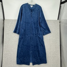 Miss Elaine Womens Blue Quilted Velour Robe Sz M Kaftan Loungewear Golden Girls