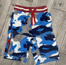Boys Mini Boden Blue White Grey Camouflage Shorts Size 5 Years
