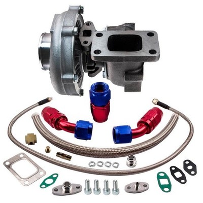 T04E T3/T4 A/R.63 400+HP STAGE III Turbocharger+Oil Return Feed line kit #yi