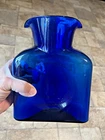 8" BLENKO GLASS Water Jug Bottle Carafe Double Spout COBALT BLUE