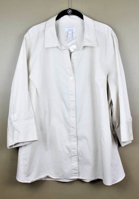 Denim & Co Cool Max Cotton Shirt, Size 3X, Style A596282, Stone