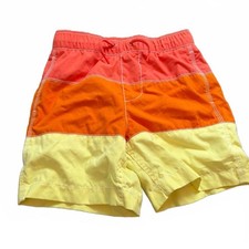 GAP Kids Boys Orange Yellow Colorblock Swim Trunks Large