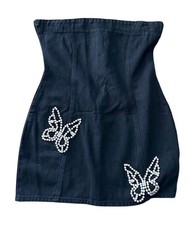 Nasty gal Premium Bling Butterfly Denim Bandeau Mini Dress Size 12