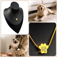 2 Pack Paw Print Gold Heart Pet Ashes Memorial Necklace For Dog  Cat Ashes