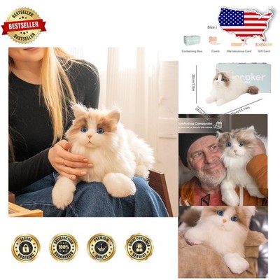 Chongker Stuffed Cat - White Ragdoll Plush, 15'' Realistic Handmade Pet Toy
