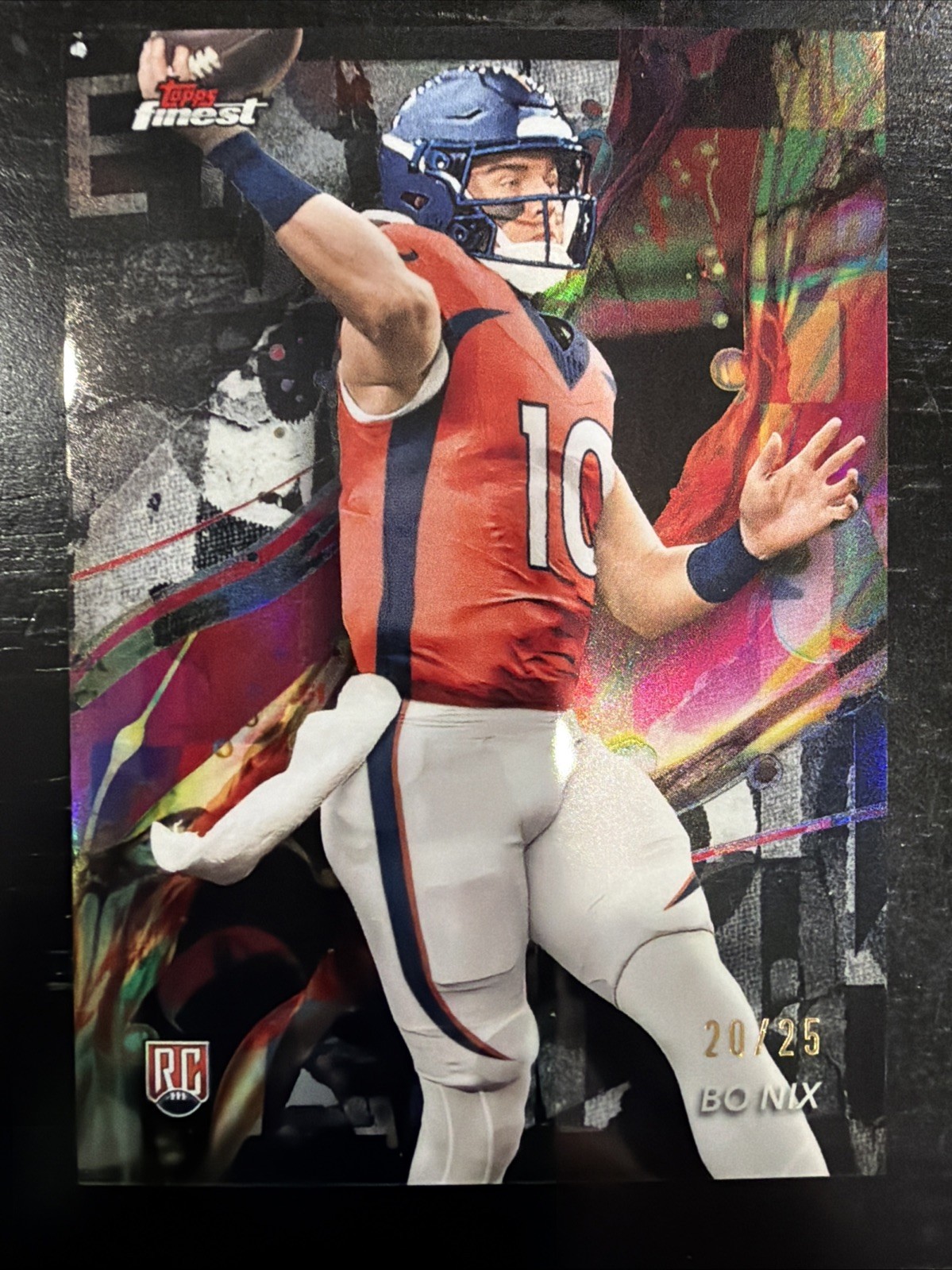 BO NIX 2024 FINEST #63 BLACK REFRACTOR /25 RC Broncos