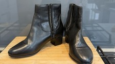 Next Black Ankle Boots UK 6 EU 39 Standard Fit Block Heel Side Zip