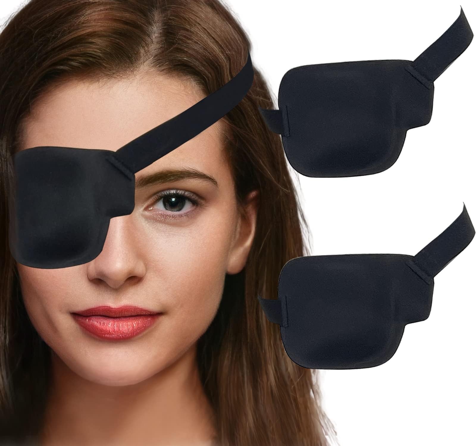 3D Black Adjustable Eye Patches for Adults & Kids, 2-Pack Medical Sleep Mask