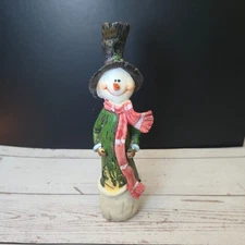 Primitive Snowman Figurine Vintage Holiday Decor rustic Country Christmas 9in