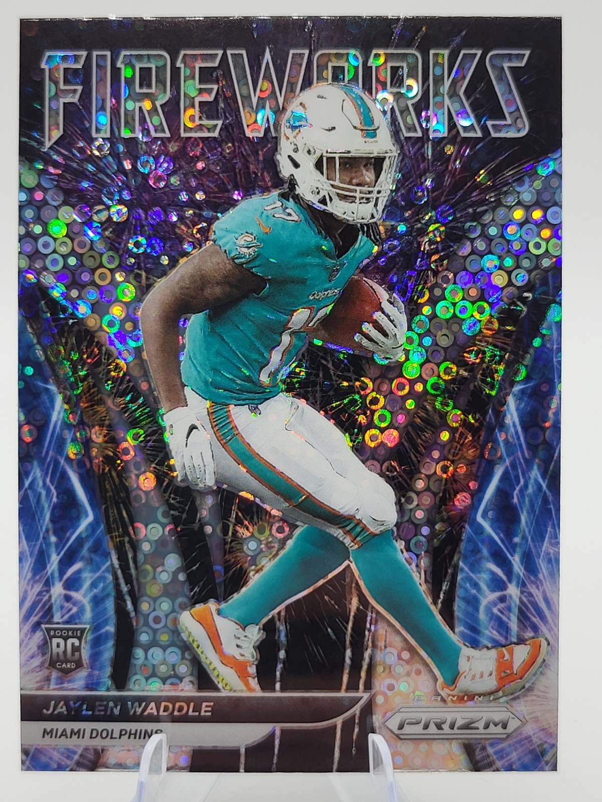 Jaylen Waddle 2021 NFL Panini Prizm No Huddle Disco Fireworks Rookie RC Dolphins