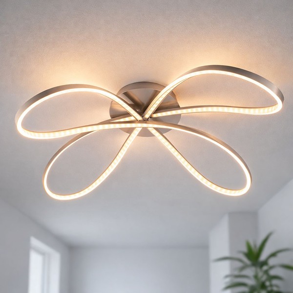 Deckenleuchte Deckenlampe Designleuchte Wohnzimmerlampe Metall Nickel Matt Led-image