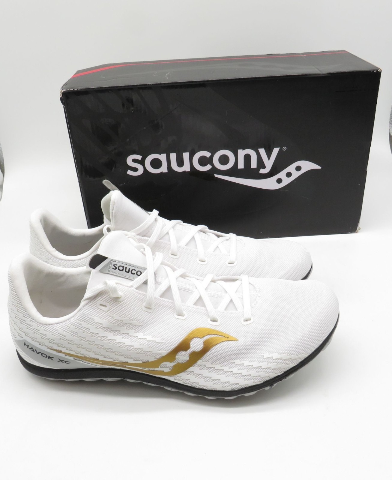 Saucony Havok XC3 Womens Running Shoes White/Gold Lightweight Size 10.5 NEW