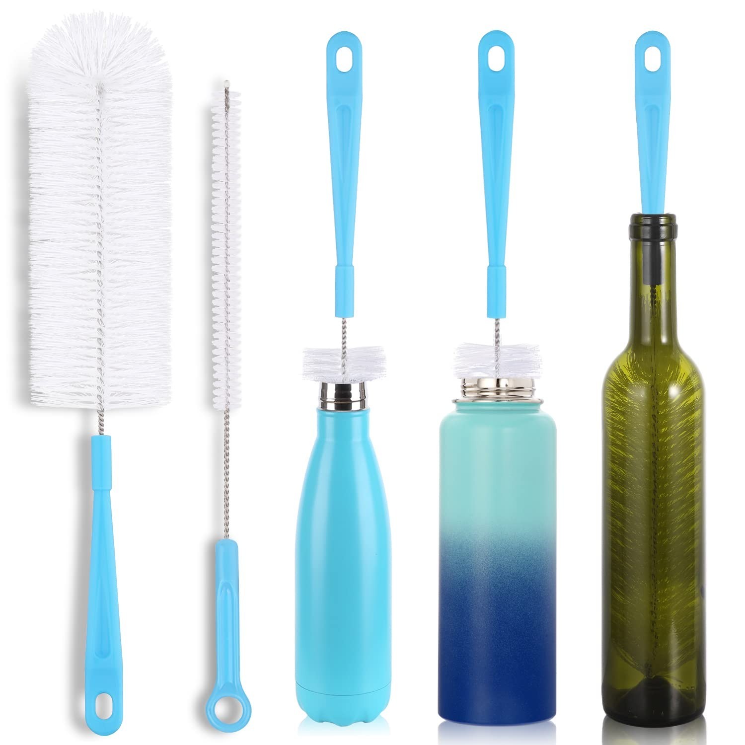 Bottle Brush Cleaner 16 Inch, Water Beer Jug Scrubber, 2 Pack