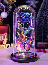 Valentines Day Rose Gifts for Her Women Birthday Gift Galaxy Glass Rose in Glass
