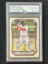2026 Bowman Chrome Justin Gonzales GEM MINT PSA 10 Auto #BCP-141 1st Signed Card