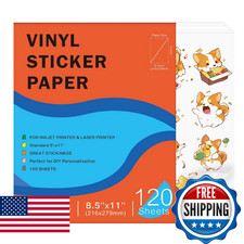 120 Sheets Premium Printable Clear Vinyl Sticker Paper for Inkjet Printers 8.5x1