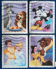 US Stamps 2006 Disney Romance Used 39 Cent Off Paper Set of 4 Scott 4025-4028