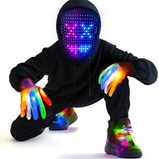 3 Set Halloween Gesture Sensing LED Mask Glow Skeleton One Size, Multicolor