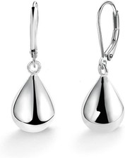 925 Sterling Silver Teardrop Leverback Dangle Earrings for Women Waterdrop Tear