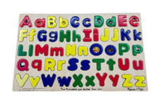 Melissa Doug Upper Lower Case Alphabet Letters Wooden Puzzle 52 pcs