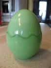 Vintage Jadeite Green Milk Glass Lidded Easter Egg Candy Trinket Dish 4.5"T