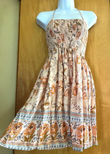 WOMEN'S SHEIN PINK MIXED FLORAL SMOCKED TOP SUNDRESS SLEEVELESS DRESS - M