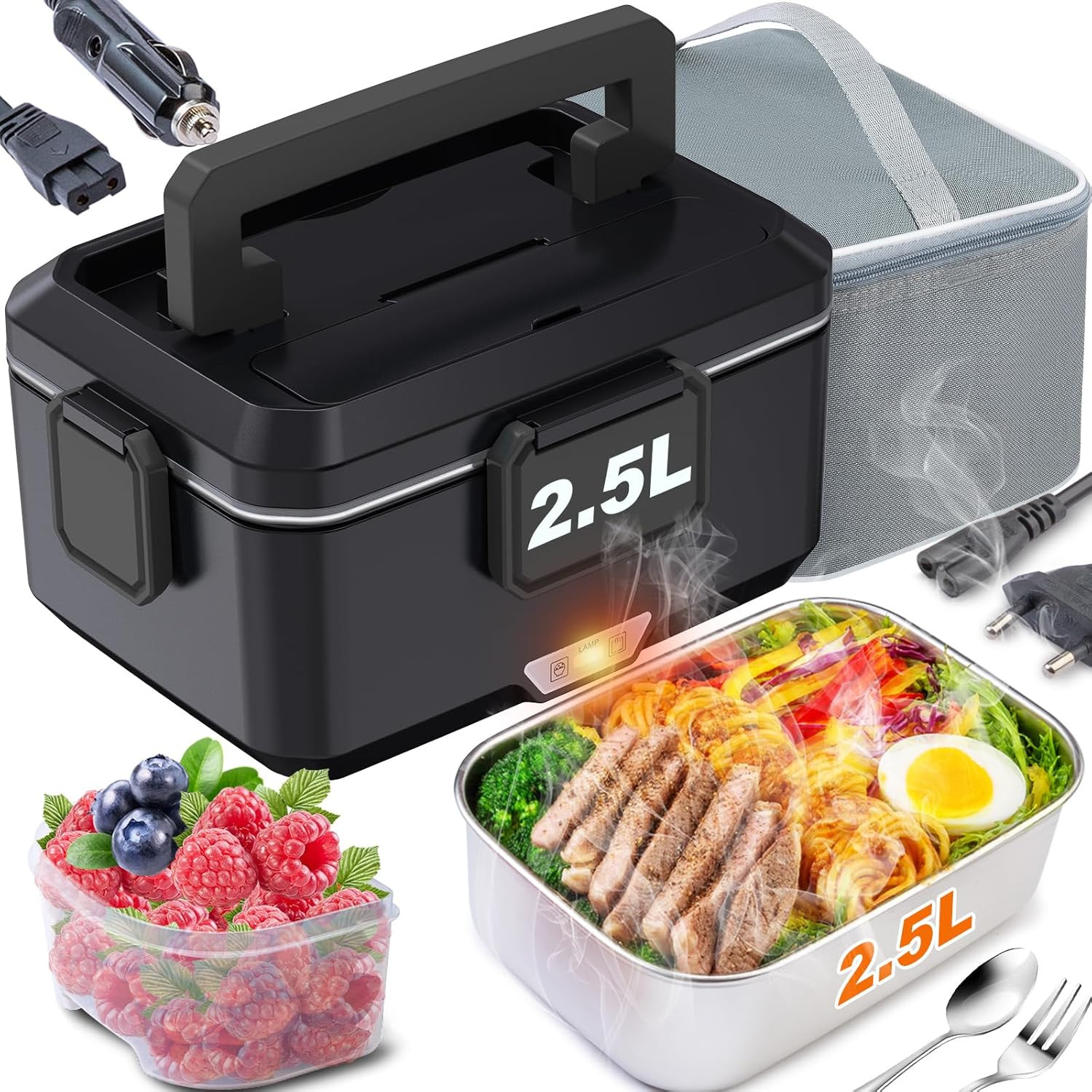 Portapranzo Elettrico 2.5L 80W per Camion e Auto - Acciaio Inox 304