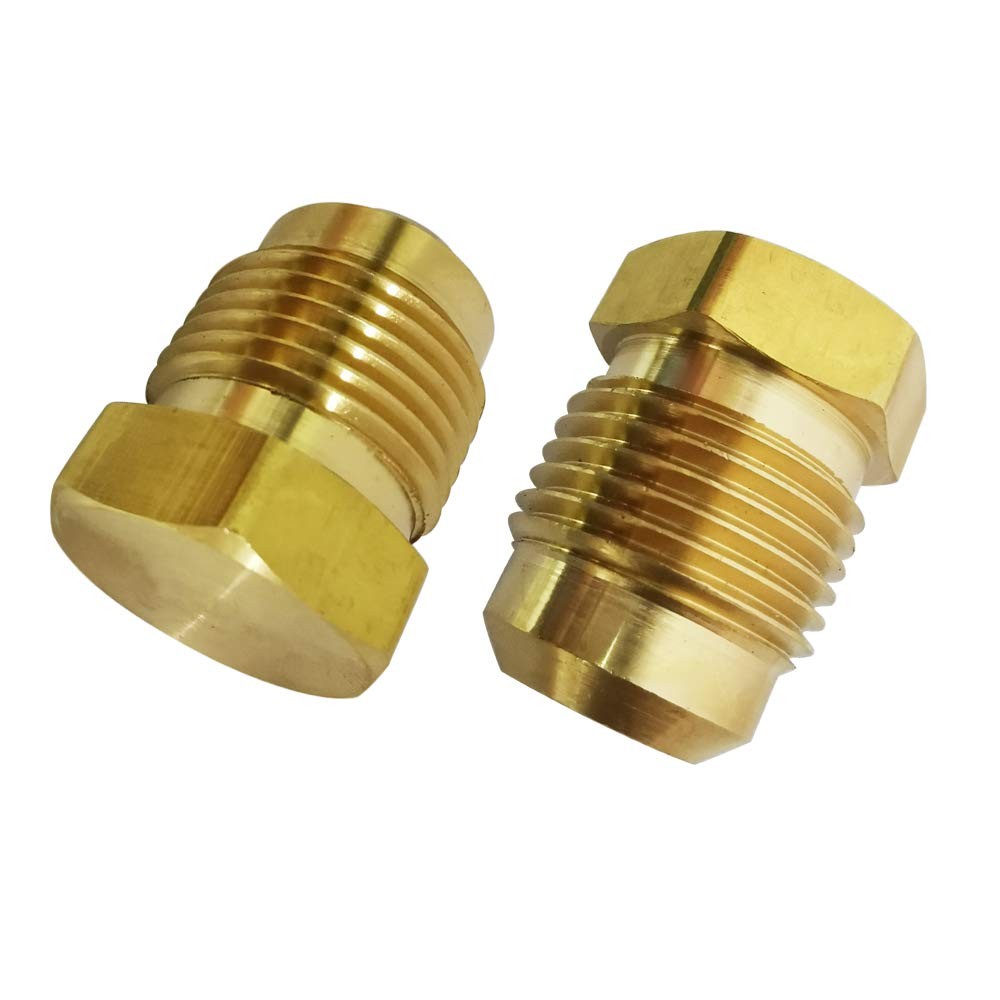 2 PCS Brass SAE 45 Degree Flare Tube Fitting Plug 1/2" Male Pipe Connector