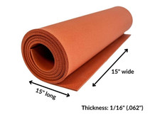 Silicone Sponge Foam Rubber Sheet 1/16" (.062") 15" wide x 15" long, Orange-Red