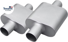 Universal 2.25" ID Inlet 2.25" ID Outlet Single Chamber Muffler - 13" Total Le