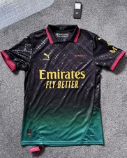 Puma x Off-White AC Milan Football Shirt.  Black/Power Green. Small. BNWT.
