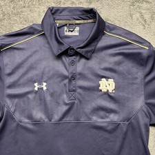 Notre Dame Fighting Irish Polo Shirt Mens Large Blue Short Sleeve Under Armour