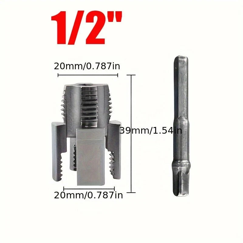 Integrated Internal & External Pipe Threading Tool For 1/2'' + 3/4'' Water Pipe