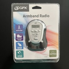 GPX Digital Portable Am/Fm Armband Radio And Earbuds Black/Silver New And Sealed