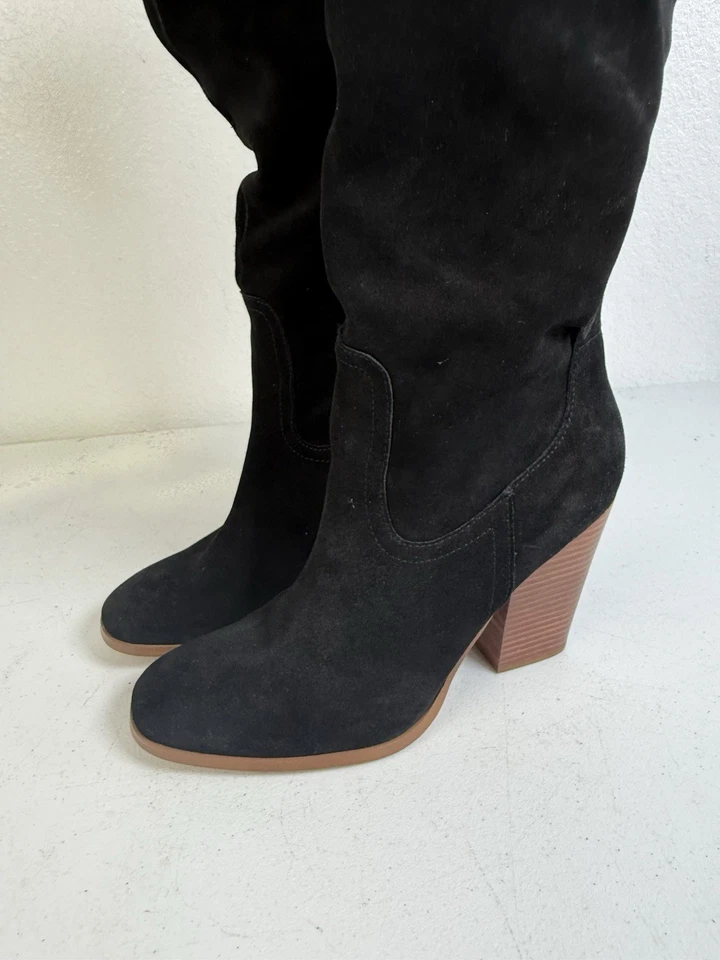 Crown Vintage Tall Black Slouchy Suede Women's Dress Boots Size 11 - Image 2 of 4