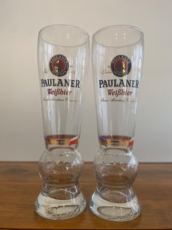 2 Paulaner Weißbier “2012 European Championship” glasses