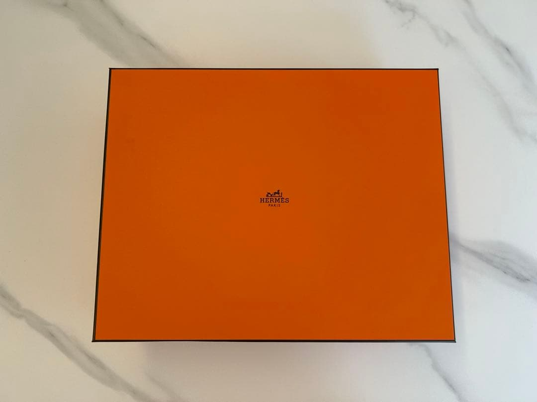 Used HERMES Empty Orange Gift Box w/Paper Bag, Tag
