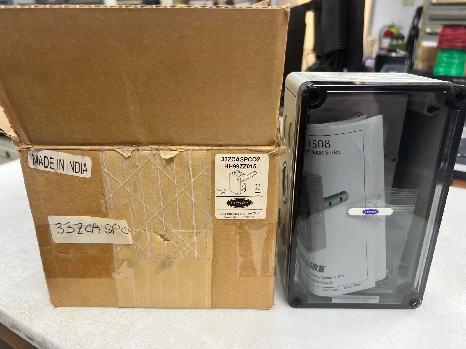 👀NEW CARRIER DUCT ENCLOSURE FOR CO2 VENTILATION CONTROLLER 33ZCASOCO2 HH99ZZ015