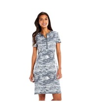 New Chaps Women's Camouflage Printed Shift Dress Grey Size M