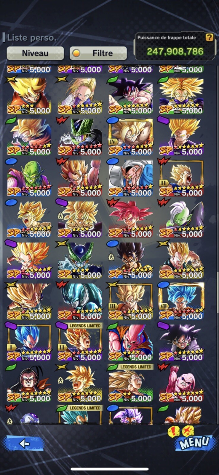 compte db legends vegeto blue ultra / gogeta blue ultra