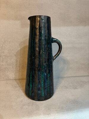 Ceramano Turmalin Keramik Vase 70er Jahre Blau und Lila Krug Hanns Welling West