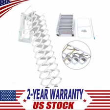 882 LBS White Wall Mounted Folding Loft Ladder Stairs Attic Ladder Loft Stairs