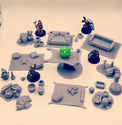 33 Piece Bazaar Set Scatter Terrain Dungeons and Dragons DnD D&D Miniature  28mm