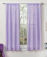 SET OF 2 MAINSTAYS PURPLE GEOMETRIC MEDALLION MICROFIBER WINDOW PANELS 40" x 63"