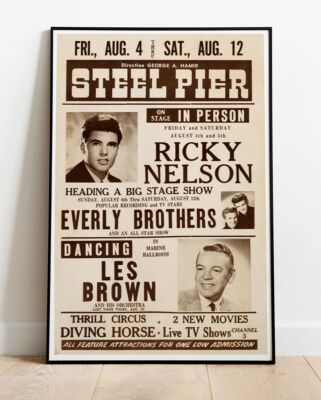 Ricky Nelson The Everly Bros 1961 Atlantic City New Jersey Tour Poster - Live