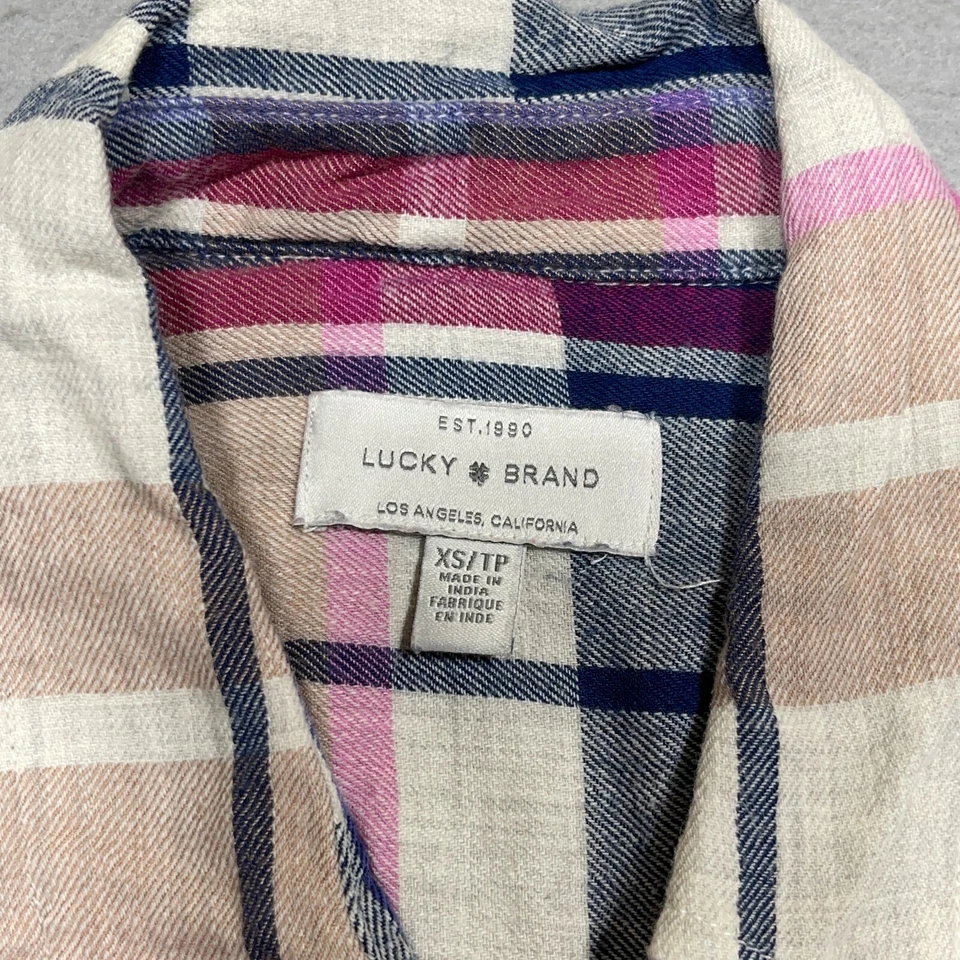 Lucky Brand Shirt Women Size XS Lightweight Button Up Plaid Outdoors - Image 4 of 4