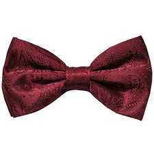 New men's pre-tied bowtie paisley polyester bridal formal wedding party Burgundy